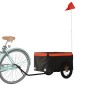 vidaXL Remolque para bicicleta hierro negro y naranja 30 kg vidaXL Remolque para bicicleta hierro negro y naranja 30 kg