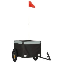 vidaXL Remolque para bicicleta hierro negro y gris 30 kg