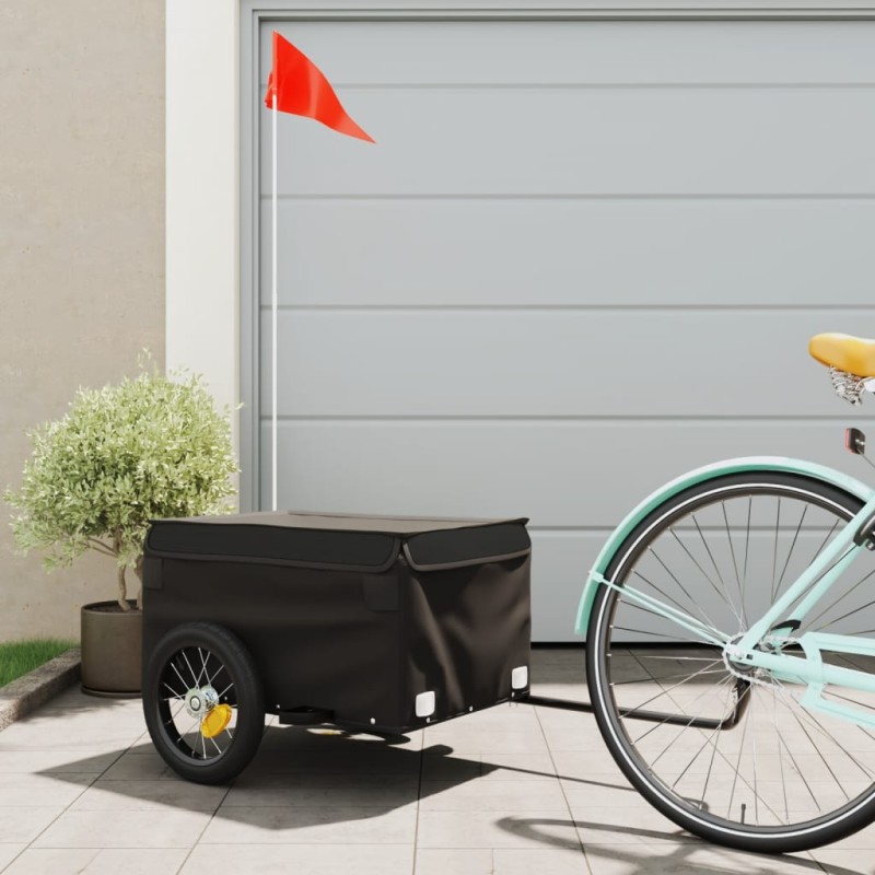 vidaXL Remolque para bicicleta hierro negro 30 kg vidaXL Remolque para bicicleta hierro negro 30 kg