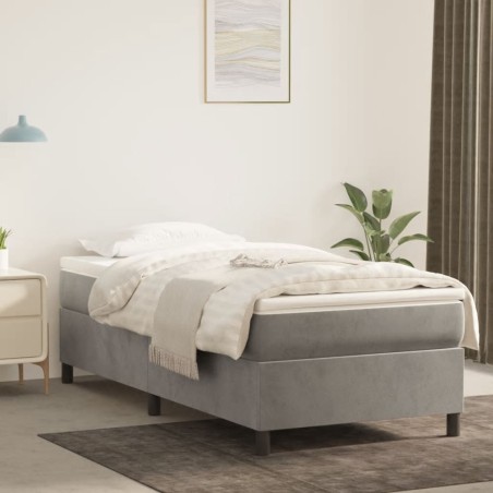 vidaXL Estructura de cama box spring terciopelo gris claro 80x200 cm