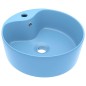 vidaXL Lavabo lujo con rebosadero cerámica azul claro mate 36x13 cm vidaXL Lavabo lujo con rebosadero cerámica azul claro mate 36x13 cm