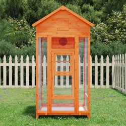 vidaXL Casita para pájaros madera maciza pino marrón 91,5x53x170 cm