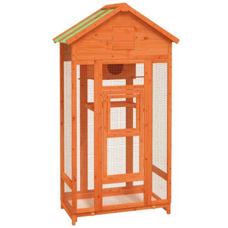 vidaXL Casita para pájaros madera maciza pino marrón 91,5x53x170 cm