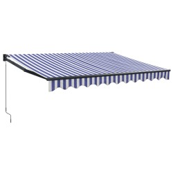 vidaXL Toldo retráctil aluminio y tela azul y blanco 3x2,5 m
