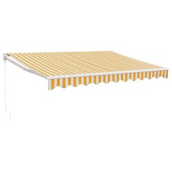 vidaXL Toldo retráctil aluminio y tela blanco y amarillo 3x2,5 m