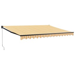 vidaXL Toldo retráctil aluminio y tela amarillo y blanco 4,5x3 m