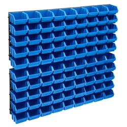 vidaXL Kit de cajas de almacenaje 96 pzas paneles de pared azul negro