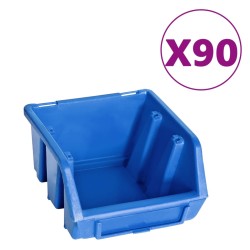 vidaXL Kit de cajas de almacenaje 96 pzas paneles de pared azul negro
