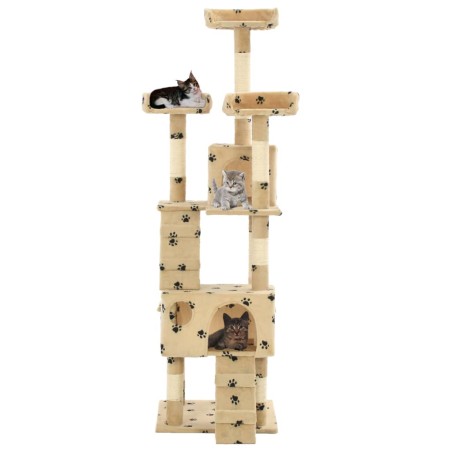 vidaXL Rascador para gatos poste de sisal 170 cm huellas beige