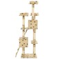 vidaXL Rascador para gatos poste de sisal 170 cm huellas beige