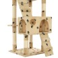 vidaXL Rascador para gatos poste de sisal 170 cm huellas beige