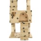 vidaXL Rascador para gatos poste de sisal 170 cm huellas beige