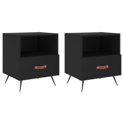 vidaXL Mesitas de noche 2 uds madera ingeniería negro 40x35x47,5 cm