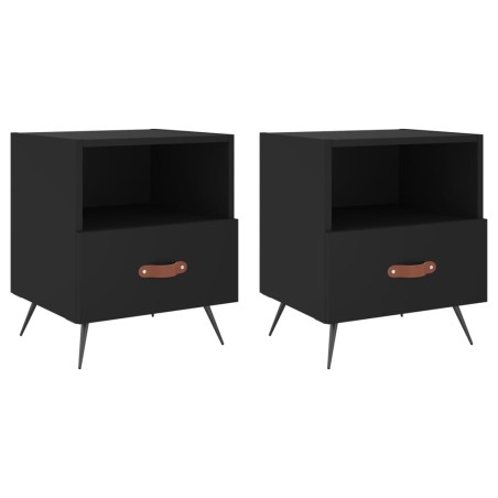 vidaXL Mesitas de noche 2 uds madera ingeniería negro 40x35x47,5 cm