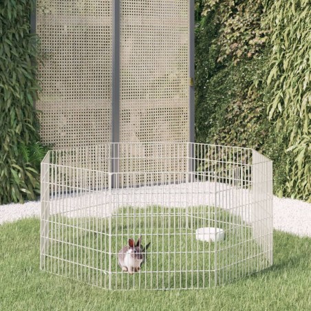 vidaXL Jaula para conejos 8 paneles hierro galvanizado 54x60 cm