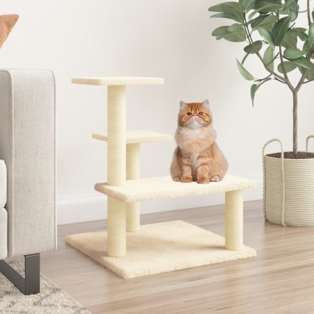 vidaXL Rascador para gatos con postes de sisal color crema 61 cm