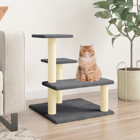 vidaXL Rascador para gatos con postes de sisal gris oscuro 61 cm