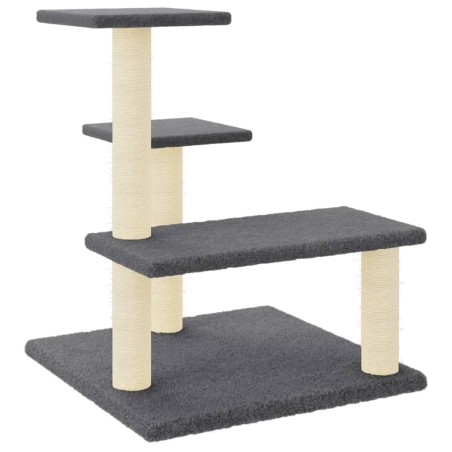 vidaXL Rascador para gatos con postes de sisal gris oscuro 61 cm