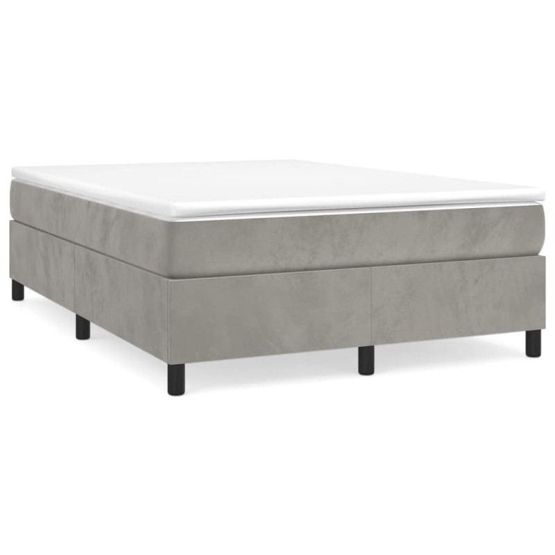 vidaXL Estructura de cama box spring terciopelo gris claro 140x200 cm
