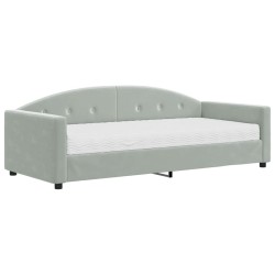 vidaXL Sofá cama con colchón terciopelo gris claro 90x200 cm