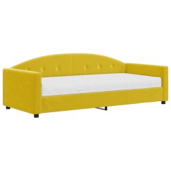 vidaXL Sofá cama con colchón terciopelo amarillo 90x200 cm