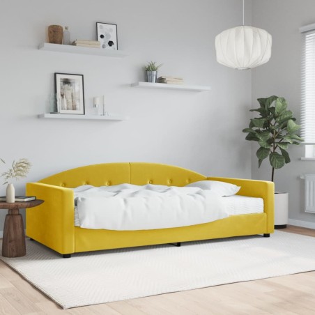 vidaXL Sofá cama con colchón terciopelo amarillo 100x200 cm