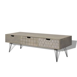 vidaXL Mueble para TV con 3 cajones gris 120x40x36 cm