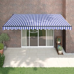 vidaXL Toldo retráctil automático azul y blanco 4,5x3 m