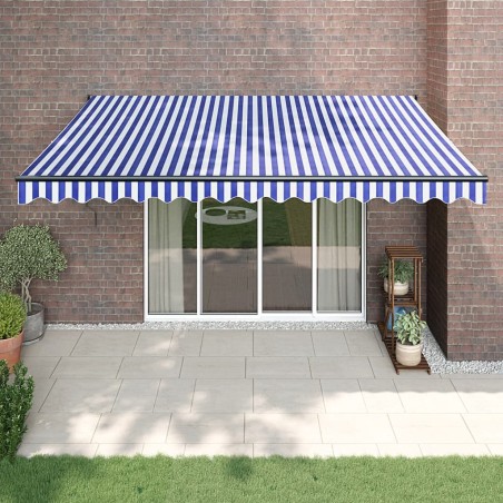 vidaXL Toldo retráctil automático azul y blanco 4,5x3 m