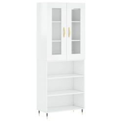 vidaXL Aparador alto madera contrachapada blanco brillo 69,5x34x180 cm