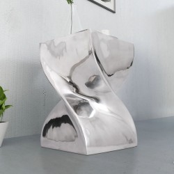 vidaXL Taburete/mesa auxiliar retorcida aluminio plateado