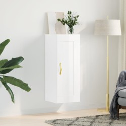 vidaXL Armario de pared madera ingeniería blanco brillo 34,5x34x90 cm