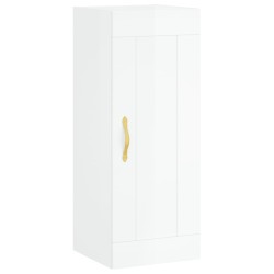 vidaXL Armario de pared madera ingeniería blanco brillo 34,5x34x90 cm