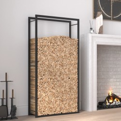 vidaXL Leñero de acero negro mate 80x28x154 cm