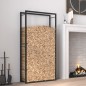 vidaXL Leñero de acero negro mate 80x28x154 cm