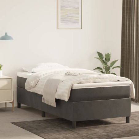vidaXL Estructura de cama box spring terciopelo gris oscuro 100x200 cm