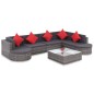 vidaXL Set de sofás de jardín 8 piezas y cojines ratán sintético gris vidaXL Set de sofás de jardín 8 piezas y cojines ratán sintético gris