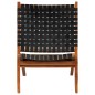 vidaXL Silla plegable de tiras cruzadas de cuero auténtico negro vidaXL Silla plegable de tiras cruzadas de cuero auténtico negro