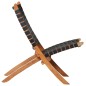 vidaXL Silla plegable de tiras cruzadas de cuero auténtico negro vidaXL Silla plegable de tiras cruzadas de cuero auténtico negro