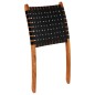vidaXL Silla plegable de tiras cruzadas de cuero auténtico negro vidaXL Silla plegable de tiras cruzadas de cuero auténtico negro
