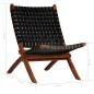 vidaXL Silla plegable de tiras cruzadas de cuero auténtico negro vidaXL Silla plegable de tiras cruzadas de cuero auténtico negro