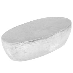 vidaXL Mesa de centro aluminio martillado 100x50x28 cm plateado