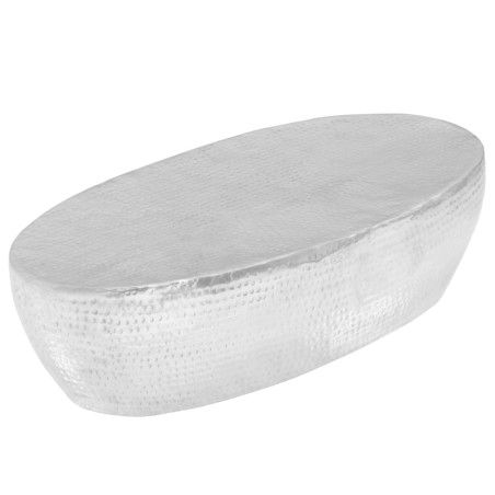 vidaXL Mesa de centro aluminio martillado 100x50x28 cm plateado
