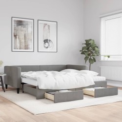 vidaXL Sofá cama nido con cajones tela gris oscuro 100x200 cm