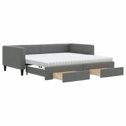 vidaXL Sofá cama nido con cajones tela gris oscuro 100x200 cm