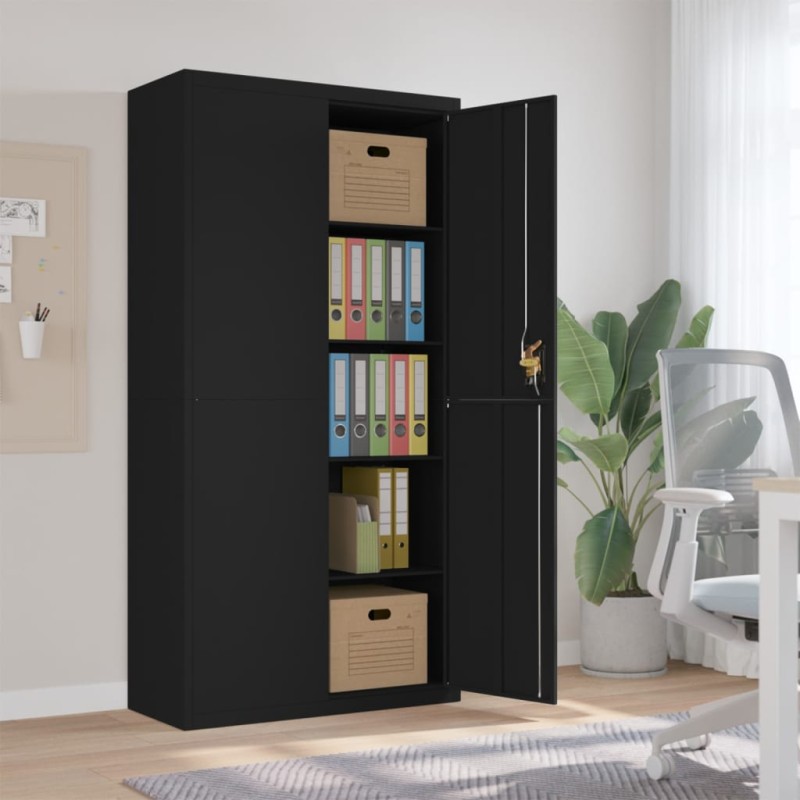 vidaXL Armario archivador de acero negro 90x40x180 cm