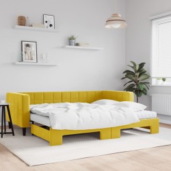 vidaXL Sofá cama nido con colchón terciopelo amarillo 90x200 cm