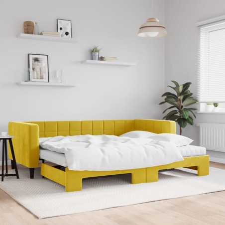 vidaXL Sofá cama nido con colchón terciopelo amarillo 90x200 cm