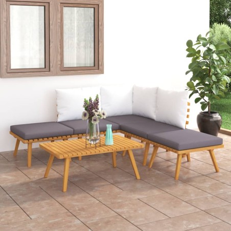 vidaXL Juego de muebles de jardín 6 piezas madera maciza de acacia