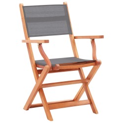 vidaXL Sillas plegables jardín 4 uds madera eucalipto y textilene gris 